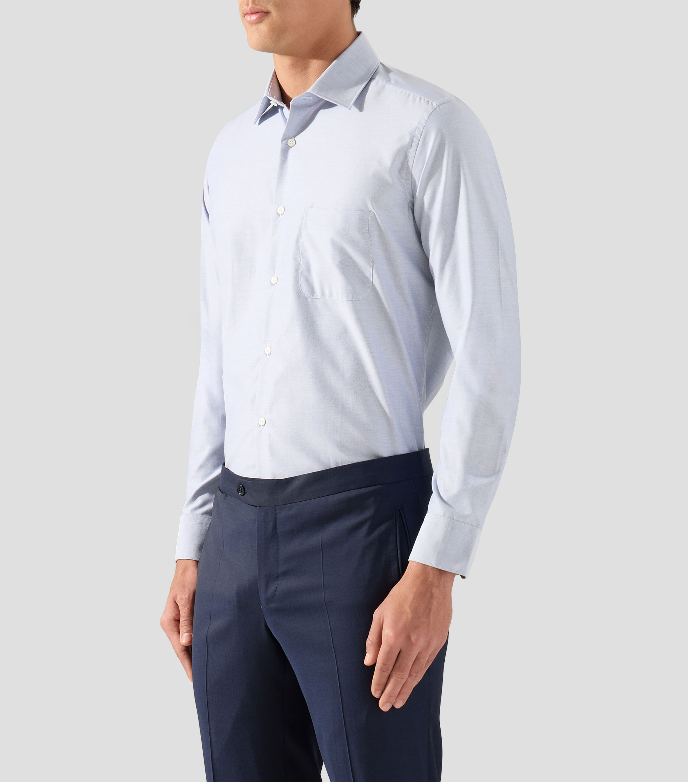 Camisa de vestir lisa con manga larga Hombre